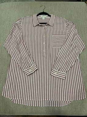 Coldwater Creek Mauve and White Striped Button-Down Shirt